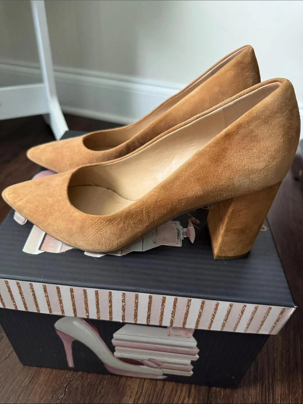 Franco Sarto Tan Suede Pointed-Toe Pumps